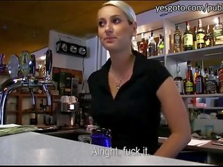 Outstanding superb bartender fucked for awis! - 